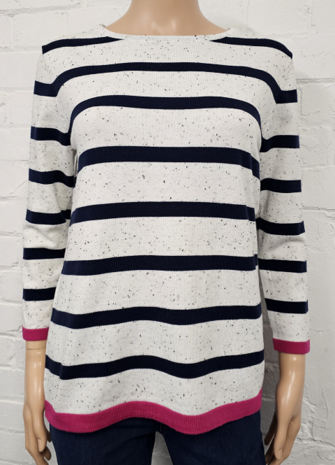 Claudia C Speckle Stripe Round Neck Jumper